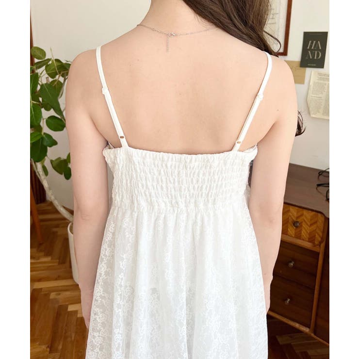 フラワーストレッチレースイレギュラーヘムキャミミニワンピース | moment+ | 詳細画像10 