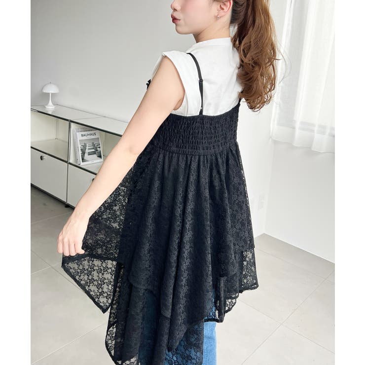 フラワーストレッチレースイレギュラーヘムキャミミニワンピース | moment+ | 詳細画像18 