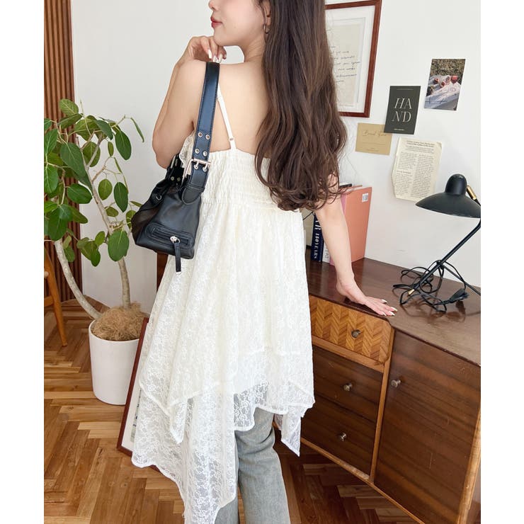 フラワーストレッチレースイレギュラーヘムキャミミニワンピース | moment+ | 詳細画像22 