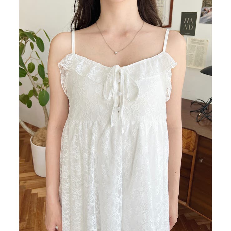 フラワーストレッチレースイレギュラーヘムキャミミニワンピース | moment+ | 詳細画像7 