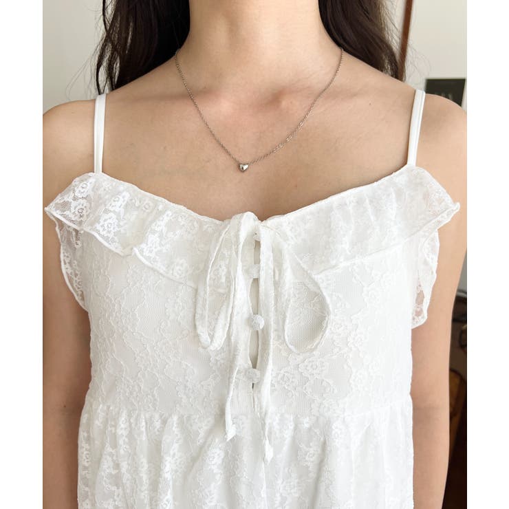 フラワーストレッチレースイレギュラーヘムキャミミニワンピース | moment+ | 詳細画像8 