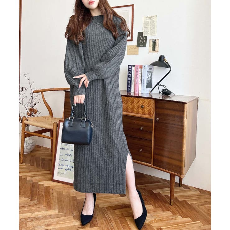 ボトルネックニットワンピース[品番：ERMW0004160]｜moment+