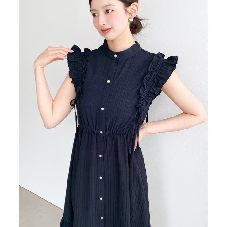 ドロストリボンショルダーフリルティアードシャツワンピース | moment+ | 詳細画像14 