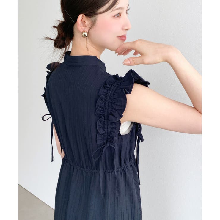 ドロストリボンショルダーフリルティアードシャツワンピース | moment+ | 詳細画像15 