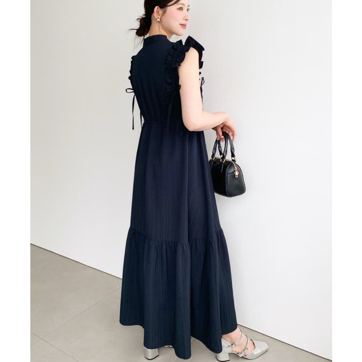 ドロストリボンショルダーフリルティアードシャツワンピース | moment+ | 詳細画像17 