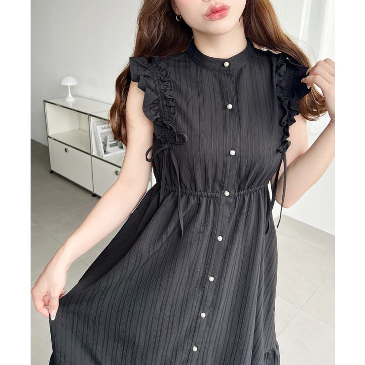 ドロストリボンショルダーフリルティアードシャツワンピース | moment+ | 詳細画像9 