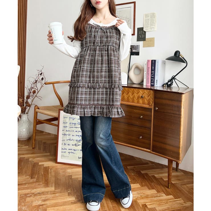 フリルティアードキャミチェックワンピース | moment+ | 詳細画像22 