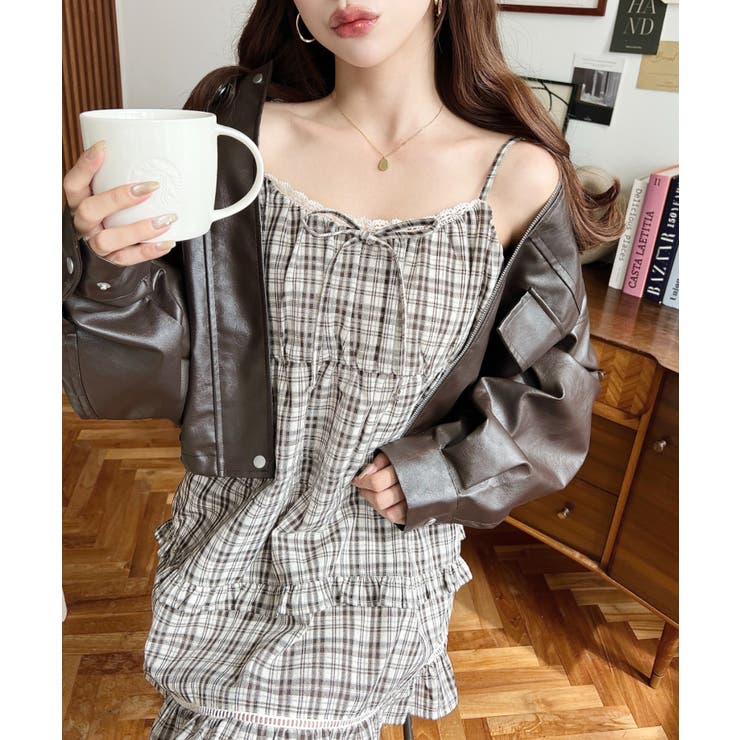 フリルティアードキャミチェックワンピース | moment+ | 詳細画像3 