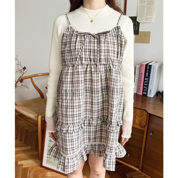 フリルティアードキャミチェックワンピース | moment+ | 詳細画像8 