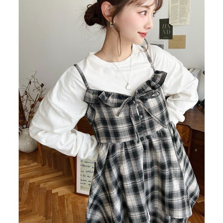 イレギュラーヘムチェック柄キャミワンピース | moment+ | 詳細画像11 