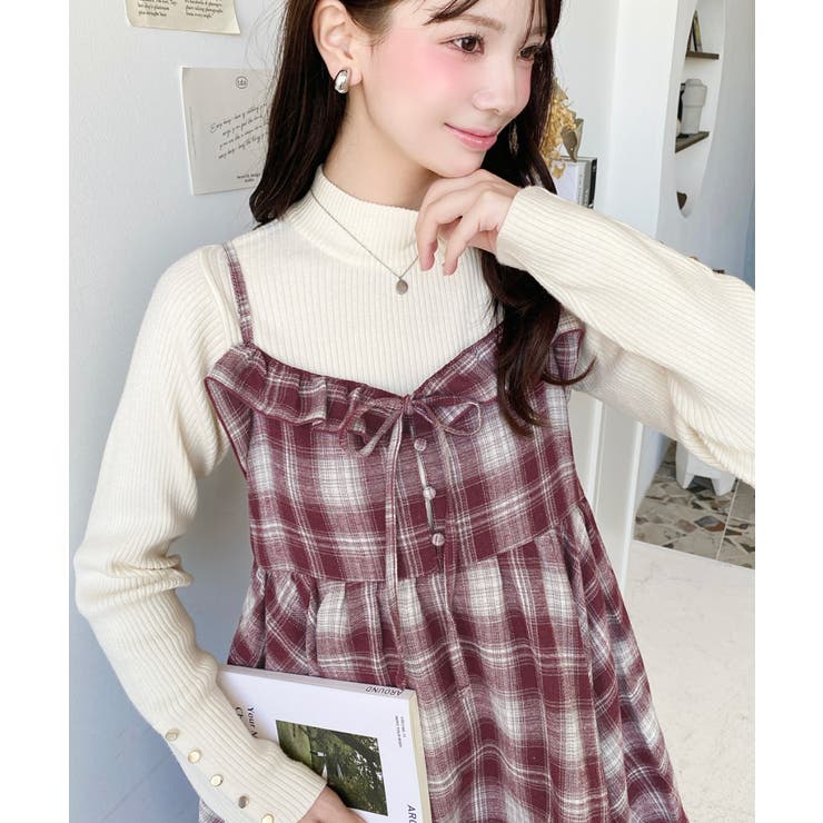 イレギュラーヘムチェック柄キャミワンピース | moment+ | 詳細画像26 