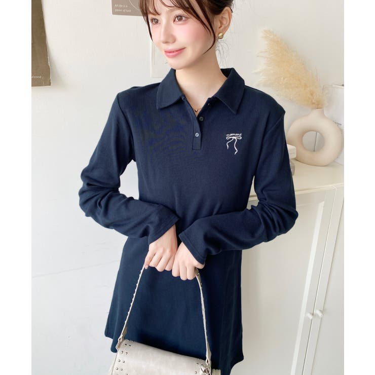 フリル袖 黒 ポロワンピース フリル袖 黒 ポロワンピース 01_001.jpg?img_width=750