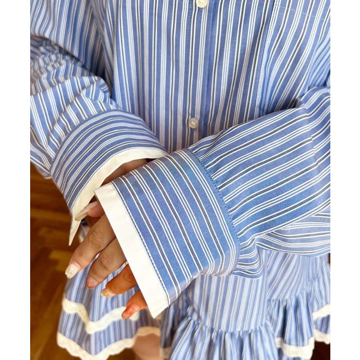 ダブルカラーレースフリルティアードシャツワンピース | moment+ | 詳細画像19 