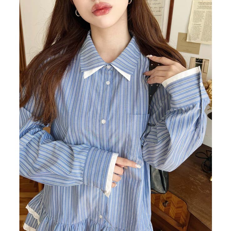 ダブルカラーレースフリルティアードシャツワンピース | moment+ | 詳細画像27 