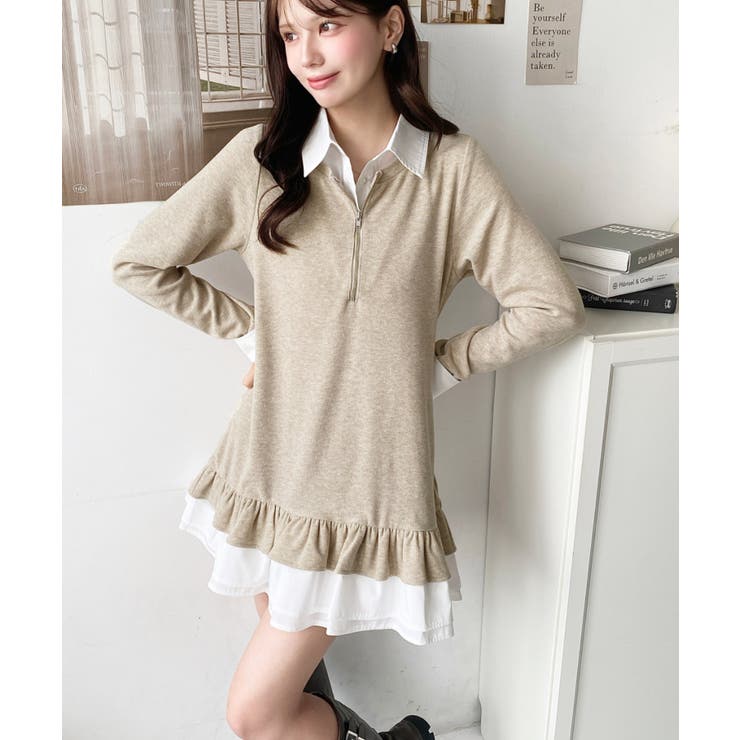 シャツドッキングフリルミニワンピース | moment+ | 詳細画像23 