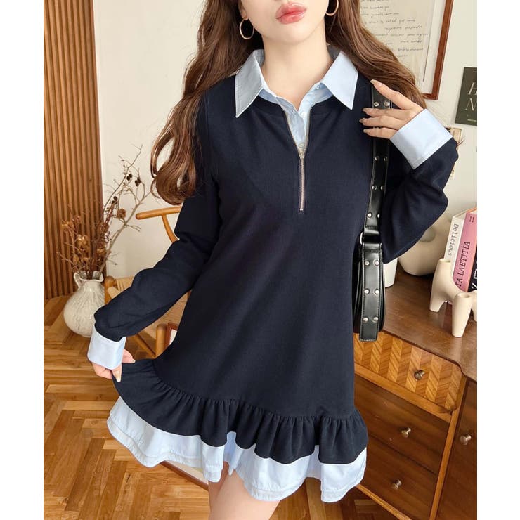 シャツドッキングフリルミニワンピース | moment+ | 詳細画像28 