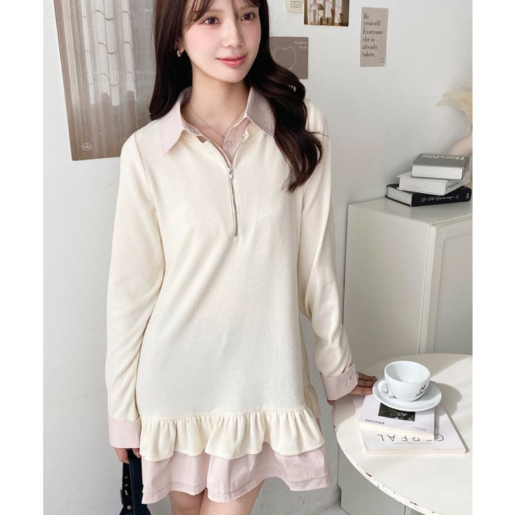 シャツドッキングフリルミニワンピース | moment+ | 詳細画像3 