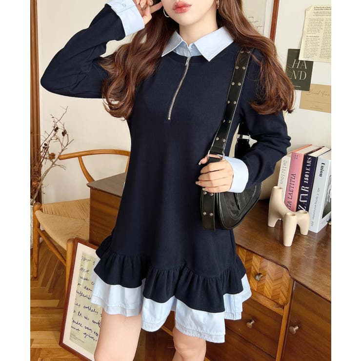 シャツドッキングフリルミニワンピース | moment+ | 詳細画像32 