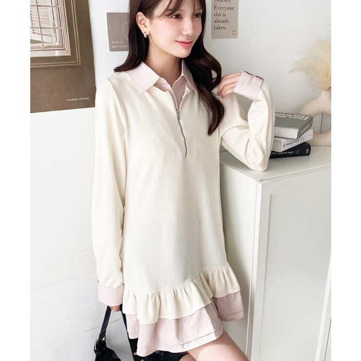 シャツドッキングフリルミニワンピース | moment+ | 詳細画像4 