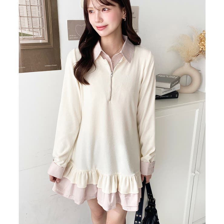 シャツドッキングフリルミニワンピース | moment+ | 詳細画像5 