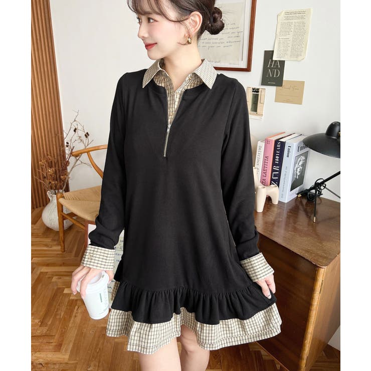 シャツドッキングフリルミニワンピース | moment+ | 詳細画像9 