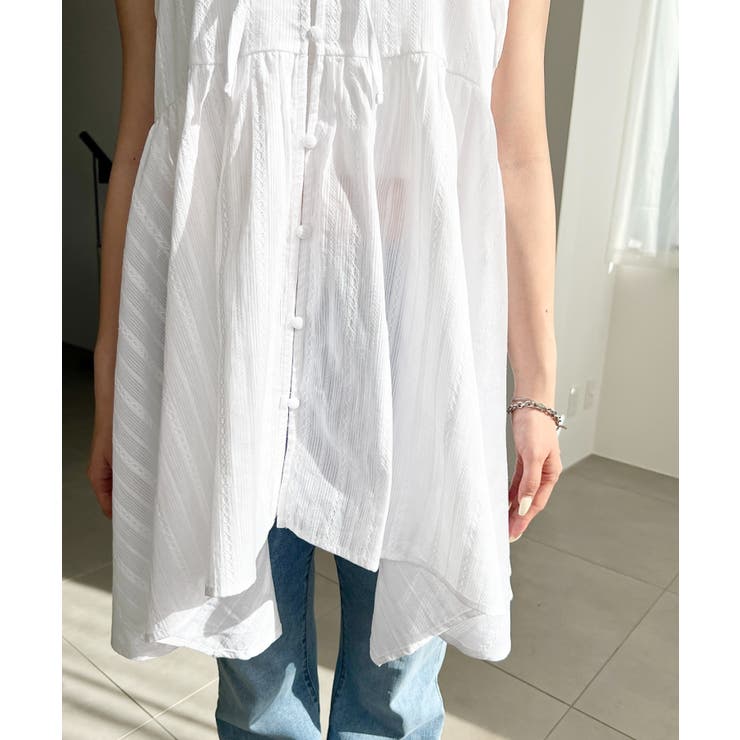 アシメヘムキャミチュニック コットンカラミレース | moment+ | 詳細画像10 