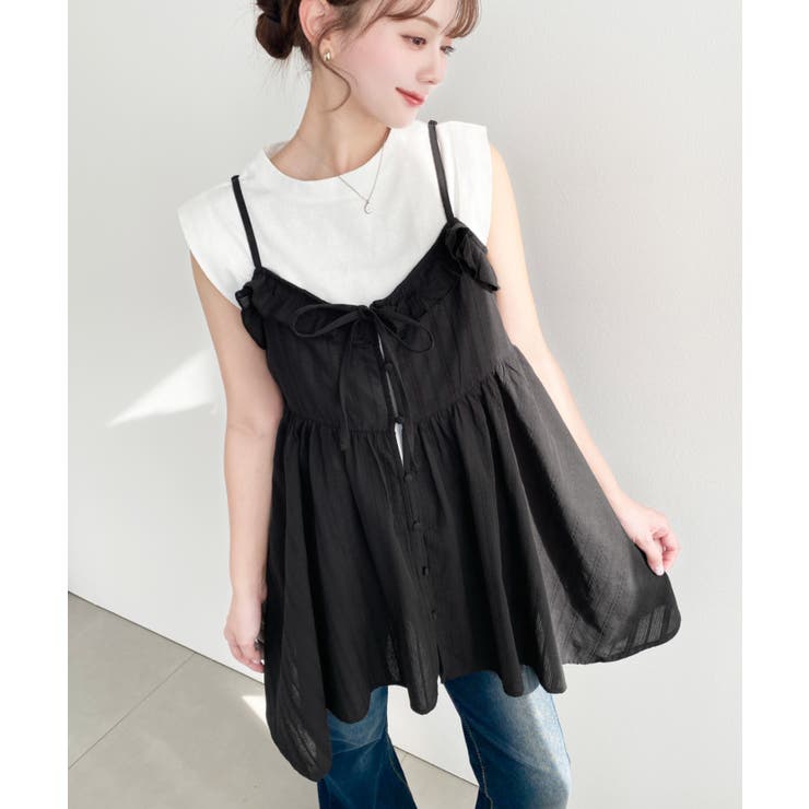 アシメヘムキャミチュニック コットンカラミレース | moment+ | 詳細画像13 