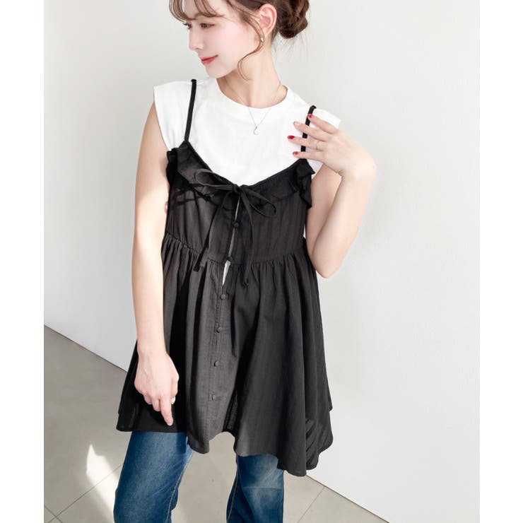 アシメヘムキャミチュニック コットンカラミレース | moment+ | 詳細画像14 