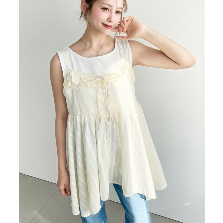 アシメヘムキャミチュニック コットンカラミレース | moment+ | 詳細画像18 