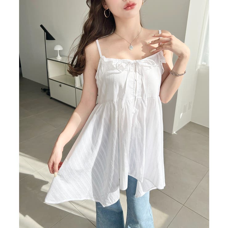 アシメヘムキャミチュニック コットンカラミレース | moment+ | 詳細画像2 