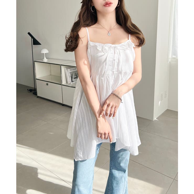 アシメヘムキャミチュニック コットンカラミレース | moment+ | 詳細画像5 