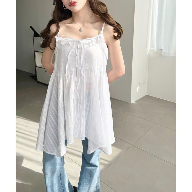 アシメヘムキャミチュニック コットンカラミレース | moment+ | 詳細画像6 