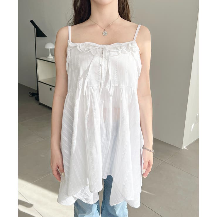 アシメヘムキャミチュニック コットンカラミレース | moment+ | 詳細画像7 