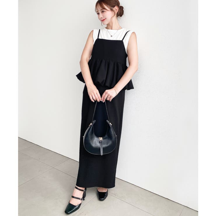 ＼すっきり見えの上品ワンピ◎／バックリボンバルーンペプラムキャミワンピース | moment+ | 詳細画像18 