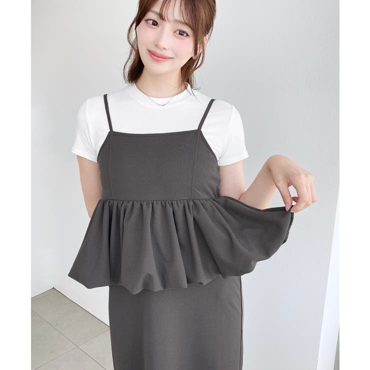 ＼すっきり見えの上品ワンピ◎／バックリボンバルーンペプラムキャミワンピース | moment+ | 詳細画像26 
