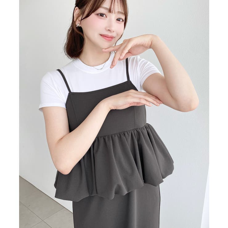＼すっきり見えの上品ワンピ◎／バックリボンバルーンペプラムキャミワンピース | moment+ | 詳細画像27 