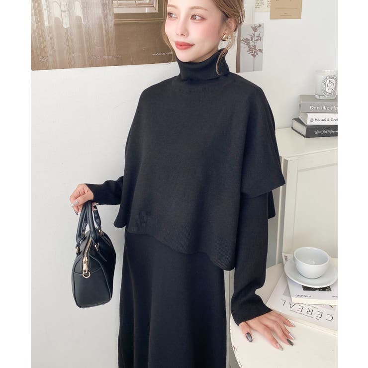 タートルネックベスト＆クルーネック長袖ニットワンピース | moment+ | 詳細画像10 