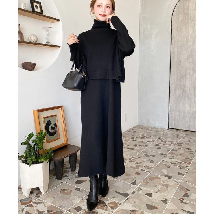 タートルネックベスト＆クルーネック長袖ニットワンピース | moment+ | 詳細画像12 