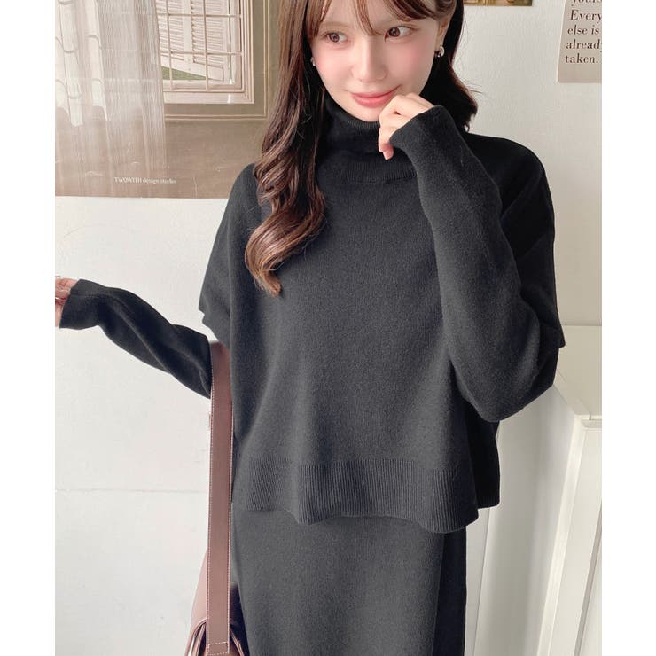 タートルネックベスト＆クルーネック長袖ニットワンピース | moment+ | 詳細画像14 