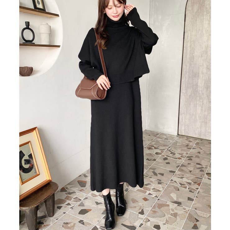 タートルネックベスト＆クルーネック長袖ニットワンピース | moment+ | 詳細画像18 