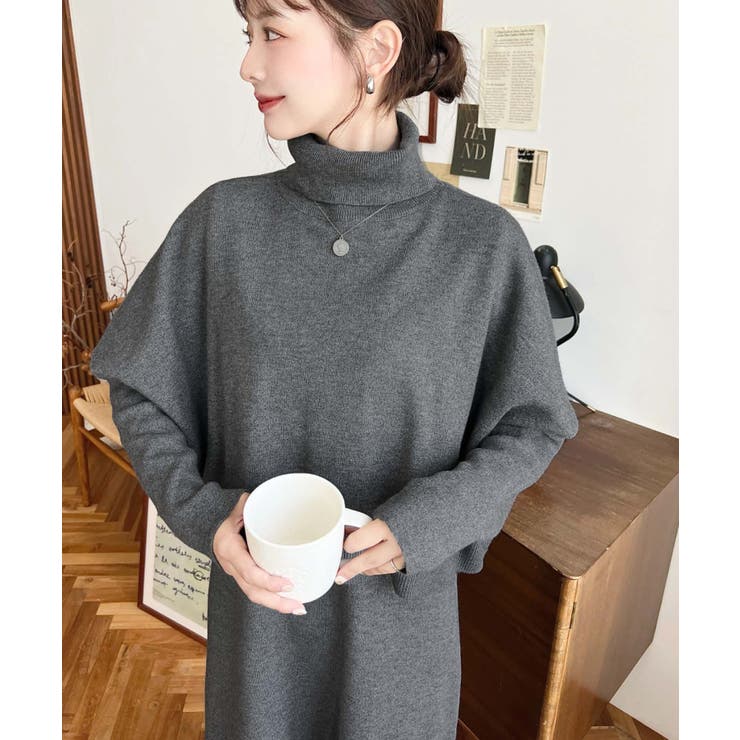 タートルネックベスト＆クルーネック長袖ニットワンピース | moment+ | 詳細画像19 