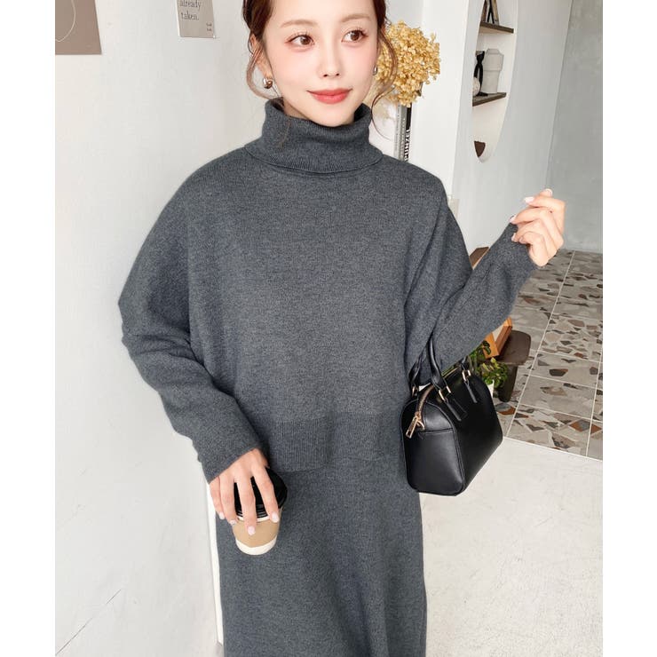 タートルネックベスト＆クルーネック長袖ニットワンピース | moment+ | 詳細画像23 