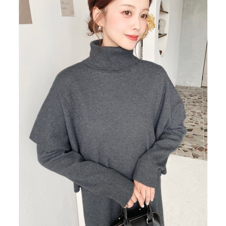 タートルネックベスト＆クルーネック長袖ニットワンピース | moment+ | 詳細画像26 