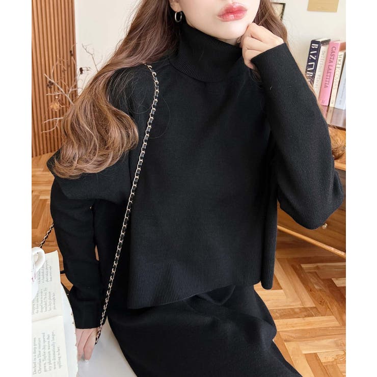 タートルネックベスト＆クルーネック長袖ニットワンピース | moment+ | 詳細画像3 