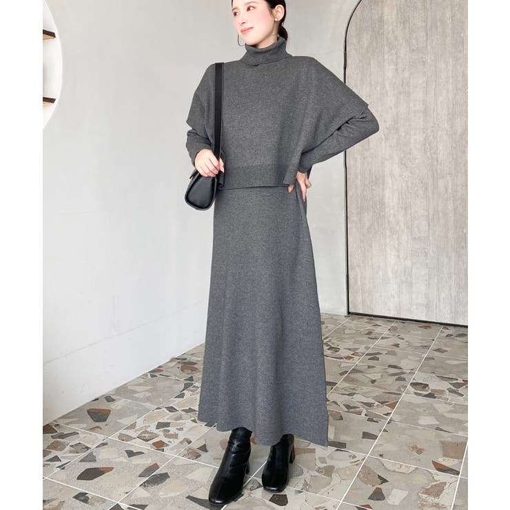 タートルネックベスト＆クルーネック長袖ニットワンピース | moment+ | 詳細画像32 