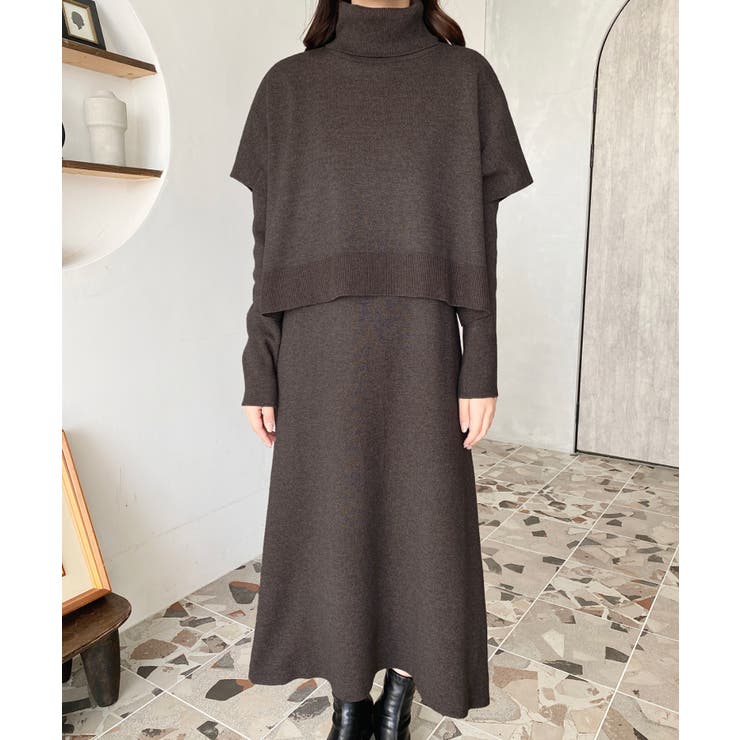 タートルネックベスト＆クルーネック長袖ニットワンピース | moment+ | 詳細画像38 