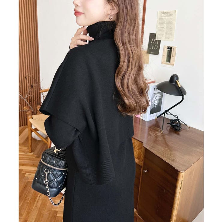 タートルネックベスト＆クルーネック長袖ニットワンピース | moment+ | 詳細画像4 