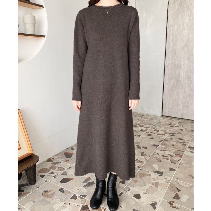 タートルネックベスト＆クルーネック長袖ニットワンピース | moment+ | 詳細画像43 