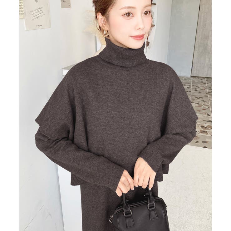 タートルネックベスト＆クルーネック長袖ニットワンピース | moment+ | 詳細画像46 