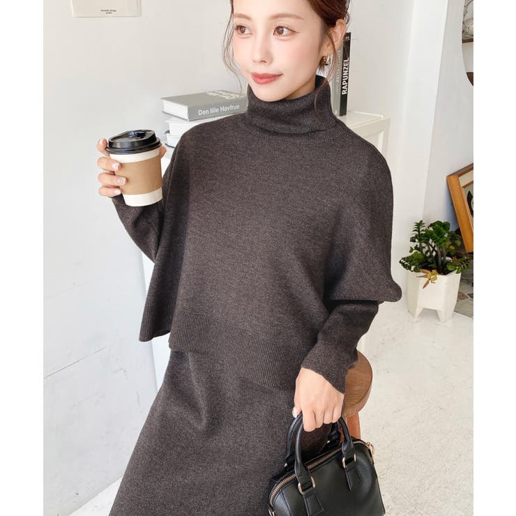 タートルネックベスト＆クルーネック長袖ニットワンピース | moment+ | 詳細画像48 